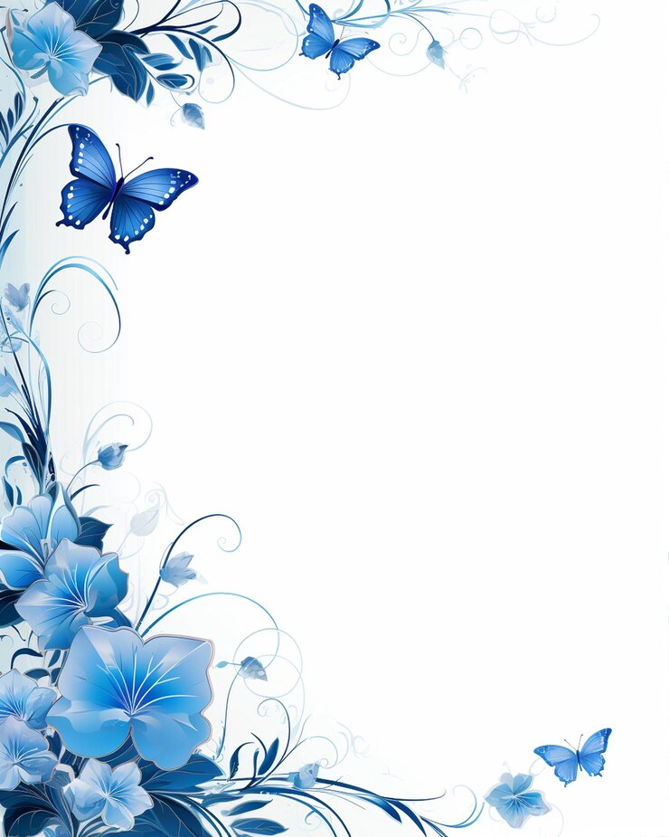 Cadre bleu avec un dessin de papillon