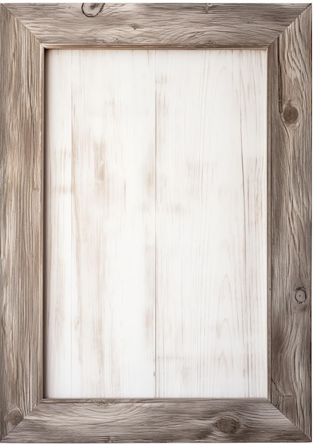 Photo cadre en bois d'arbre rustique bord d'aquarelle sur fond blanc
