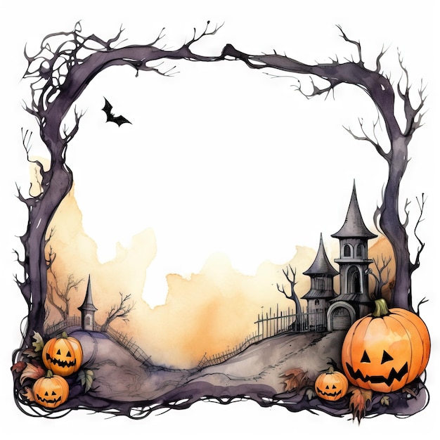 Cadre en bois halloween gratuit pour le texte halloween rétro halloween board Ai généré à haute résolution illustration d'Halloween sur fond blanc