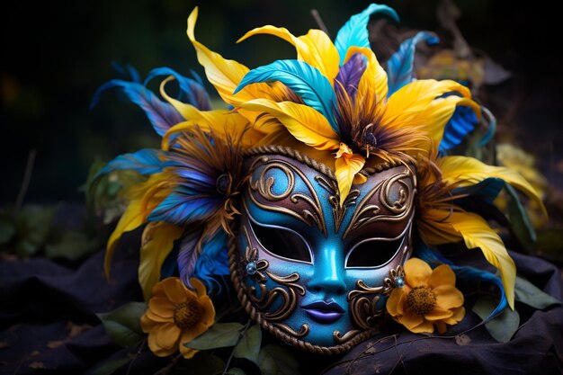 Cadre de bord de Mardi Gras ou de carnaval avec masque et espace de copie