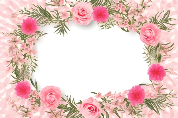 Cadre de bordure de fleurs roses sur fond blanc