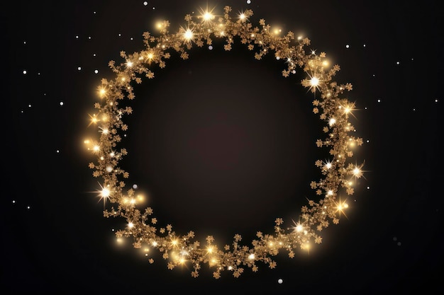 Cadre de bordure lumineuse bokeh de Noël sur fond noir