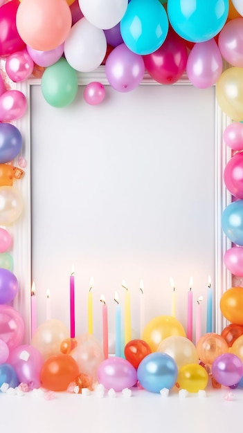 un cadre de bougies d'anniversaire colorées et un cadre avec un cadre qui dit bougies d'anniversaire.