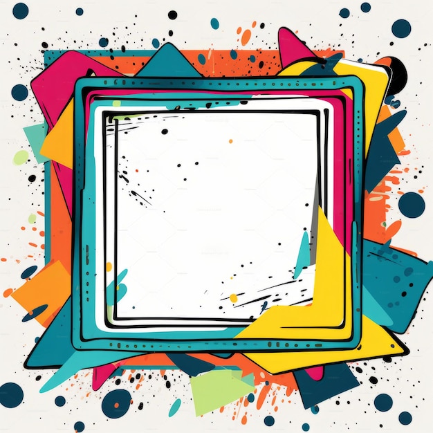cadre carré abstrait Graphicriver avec des éclaboussures de peinture colorées arrière-plans décoratifs