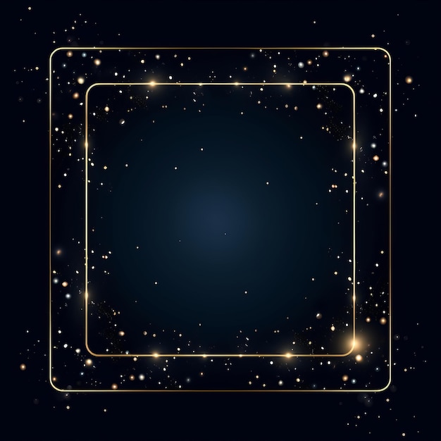 un cadre carré avec des étoiles sur un fond noir