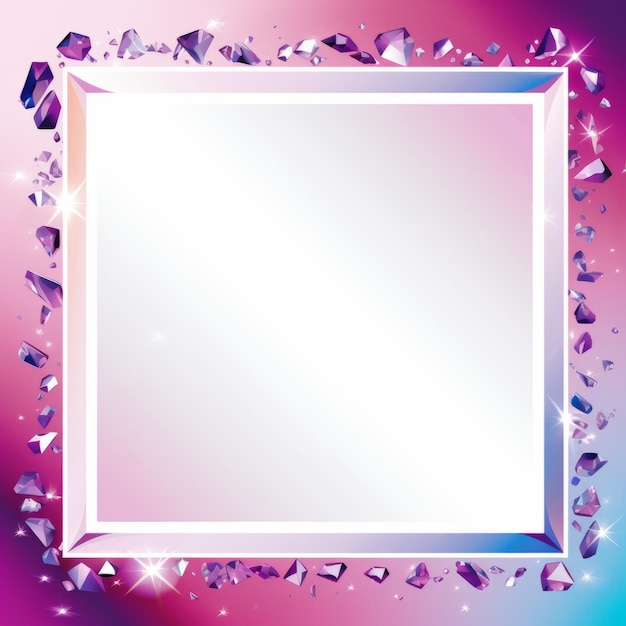 un cadre carré sur un fond rose et violet