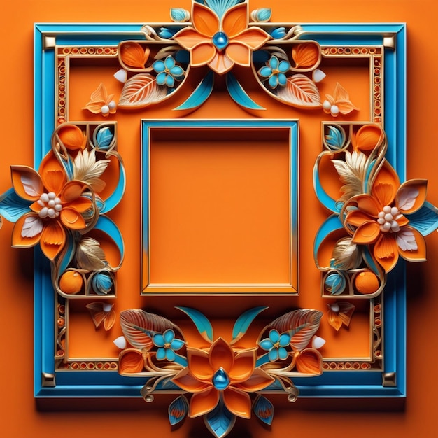 Cadre carré orange avec de beaux designs