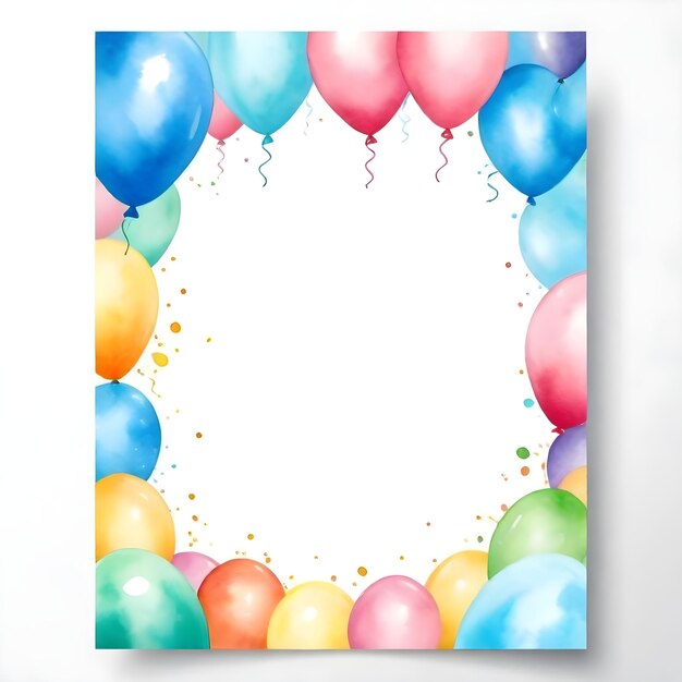 cadre de carte de fête d'anniversaire à l'eau couleur fond vertical vide espace de copie vide clair