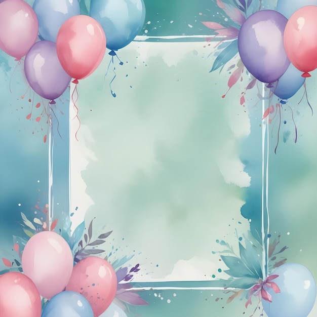 Photo cadre de carte de fête d'anniversaire à l'eau couleur fond vertical vide espace de copie vide clair