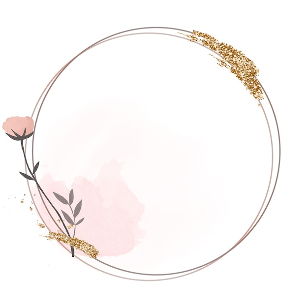 Cadre de cercle esthétique élément de collage png design brillant rose et or