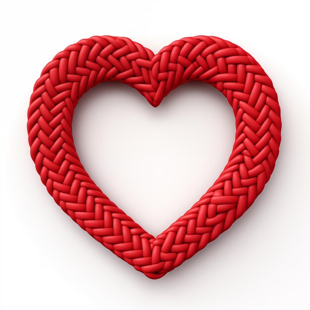 cadre de corde rouge en forme de coeur arafed sur fond blanc ai générative