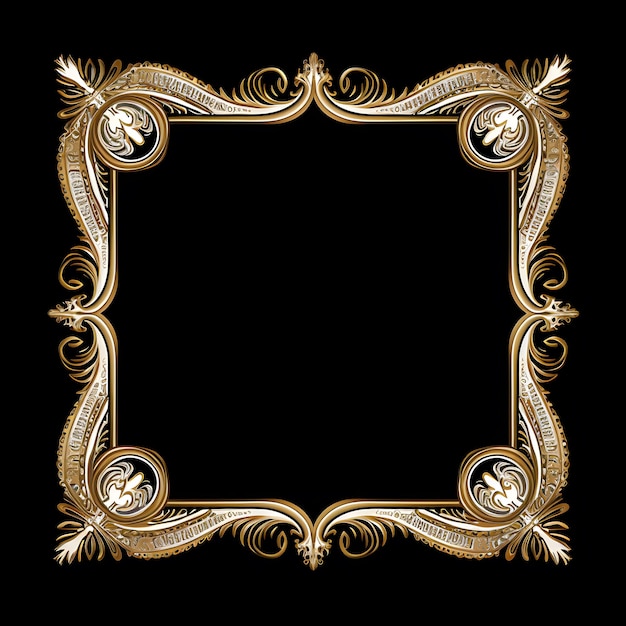 Photo cadre décoratif décoratif carré antique élégant rétro royal luxe or et blanc