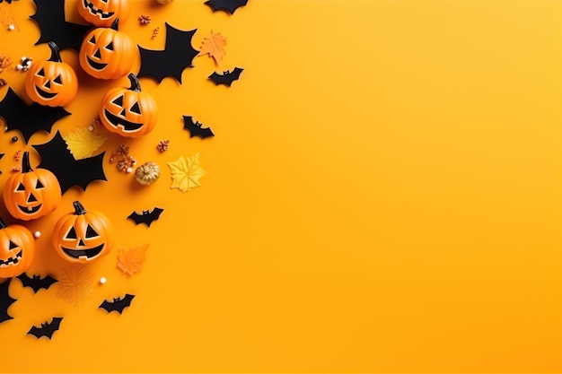 Cadre de décoration d'Halloween sur fond orange généré par l'IA