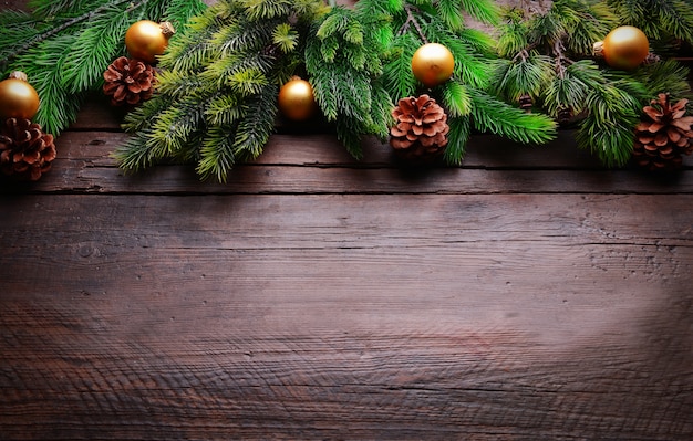 Cadre de décoration de Noël sur fond de bois