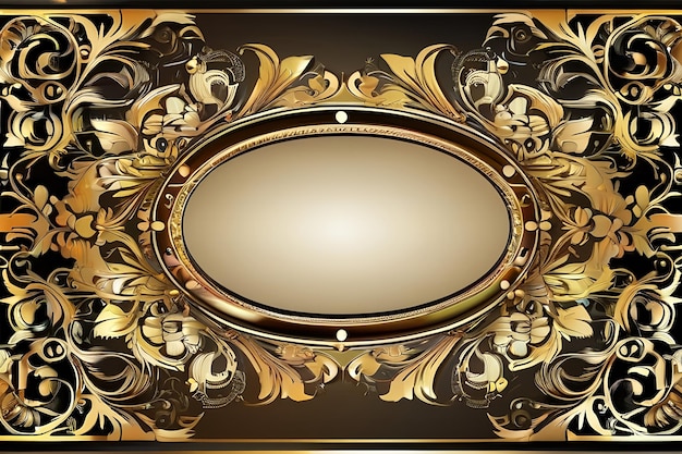 Cadre doré décoratif avec motifs ronds vintage