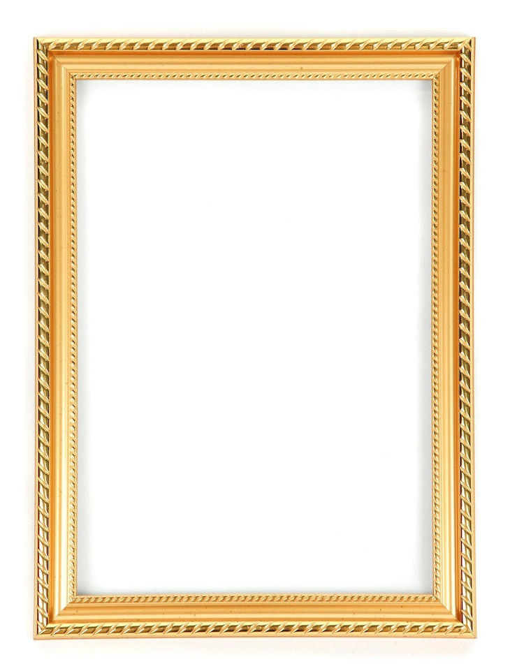 Photo cadre doré isolé sur blanc
