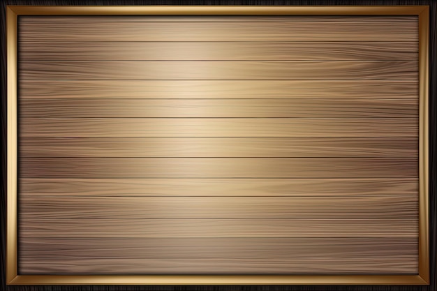 Photo un cadre doré sur la texture en bois