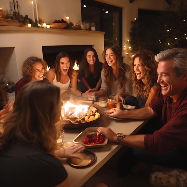 Cadre du jour de Thanksgiving partageant l'amour et le rire avec une idée de conception de vacances de Thanksgiving