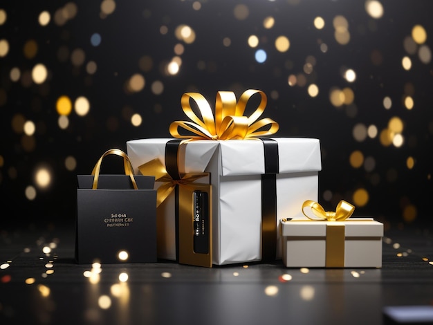 Cadre extravagant de vente du Black Friday composé de coffrets cadeaux 7