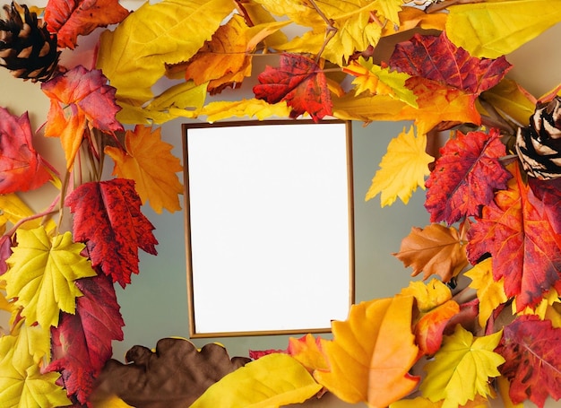 Un cadre fait de feuilles d'automne.