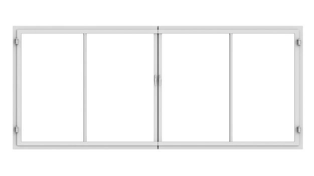 Cadre de fenêtre de rendu 3D isolé sur blanc
