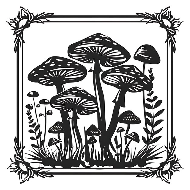 Cadre de la ferme de champignons Art CNC avec cadre de champignon et Toadstool Sym CNC découpé contour tatouage