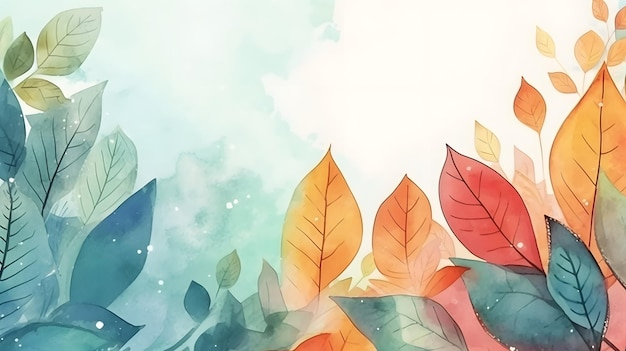 Cadre de feuilles d'aquarelle vectorielle avec espace de texte de copie AI générative