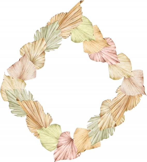 Cadre de feuilles de palmier aquarelle fan tropical