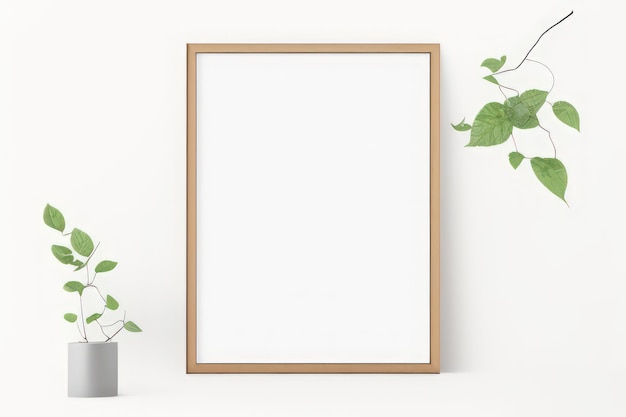 Cadre avec feuilles sur table