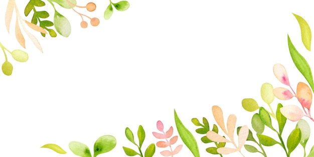 Photo cadre de feuilles vert printemps aquarelle