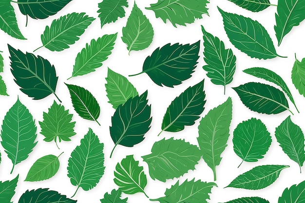 Cadre à feuilles vertes avec fond blanc