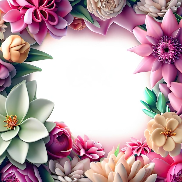 cadre de fleurs art numérique 3D