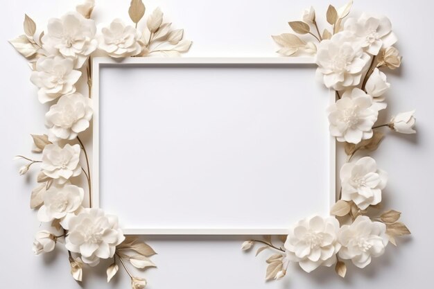 cadre de fleurs sur blanc avec espace de copie