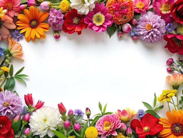un cadre de fleurs sur fond blanc sur fond blanc