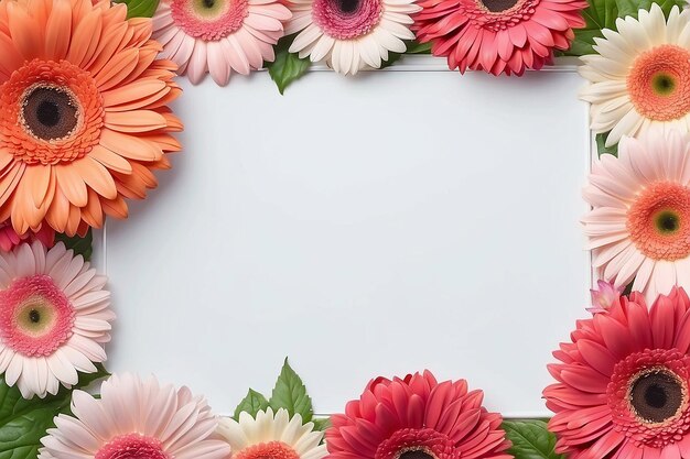 Un cadre de fleurs de gerbera et une place blanche pour votre texte