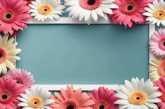 Un cadre de fleurs de gerbera et une place blanche pour votre texte