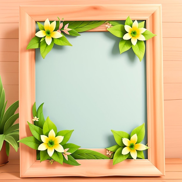 Cadre de fleurs sauvages sur un fond blanc généré par ai