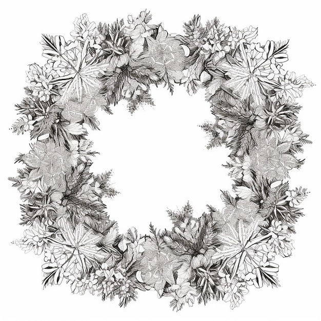Cadre de flocons de neige de formes différentes sur un fond blanc pour la conception du Nouvel An