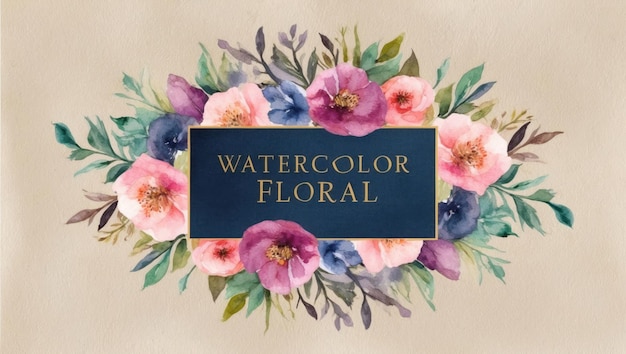 Cadre floral à l'aquarelle avec des fleurs vibrantes parfait pour les invitations et les célébrations