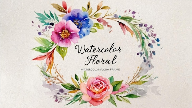 Cadre floral à l'aquarelle avec des fleurs vibrantes parfait pour les invitations et les célébrations