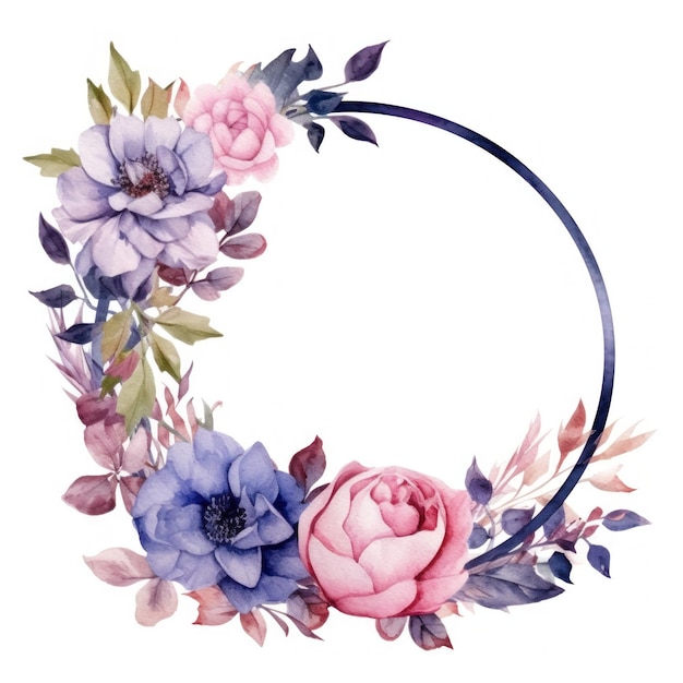 Cadre floral aquarelle Illustration AI Générative