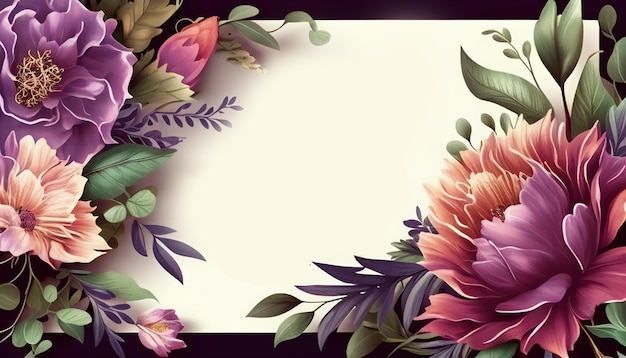 Un cadre floral coloré avec une page vierge pour votre texte