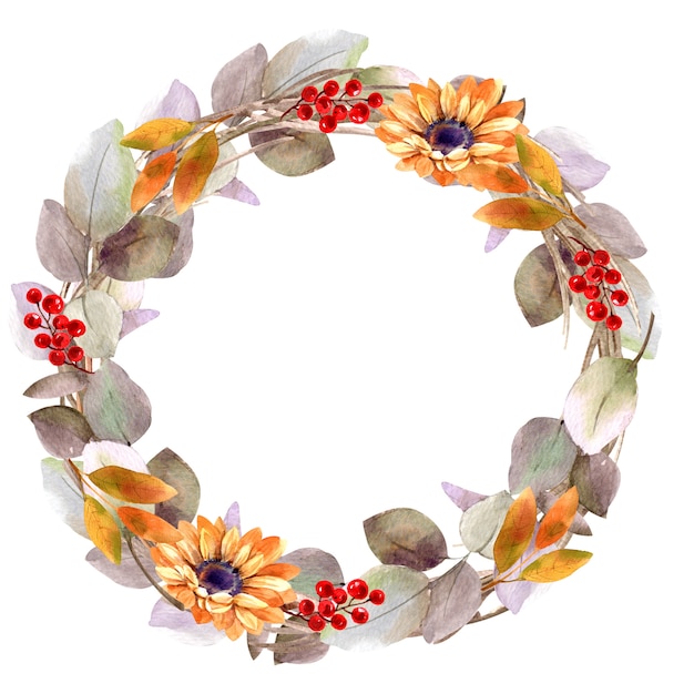 cadre floral couronne aquarelle