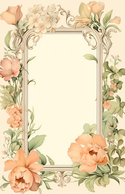 cadre floral décoratif design vectoriel décoration de bordure rétro ornement vintage illustration