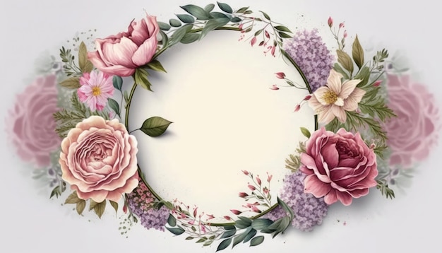 Un cadre floral avec une fleur rose et une place pour le texte.