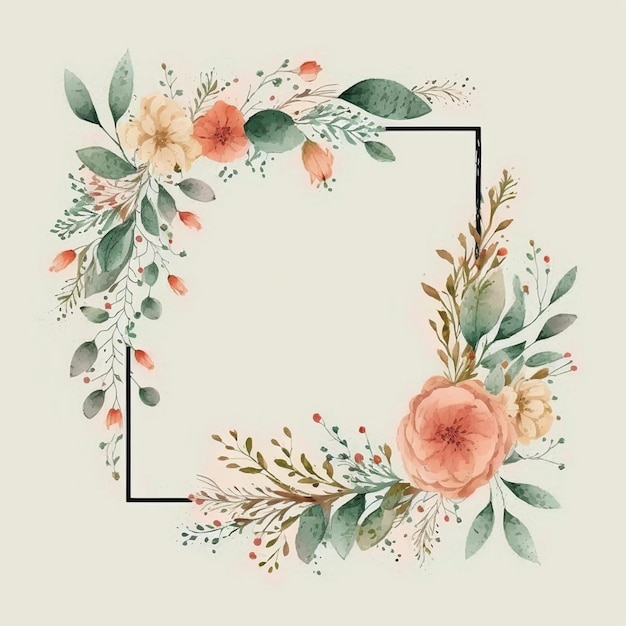 cadre floral avec des fleurs