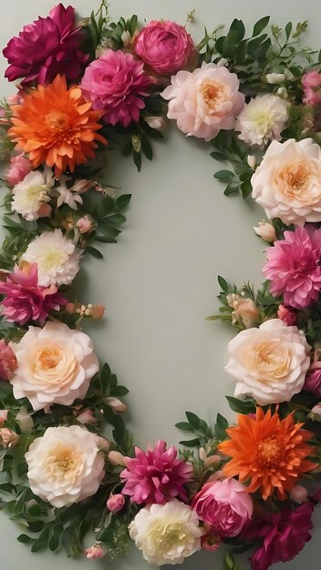 Cadre floral de mariage vu de haut