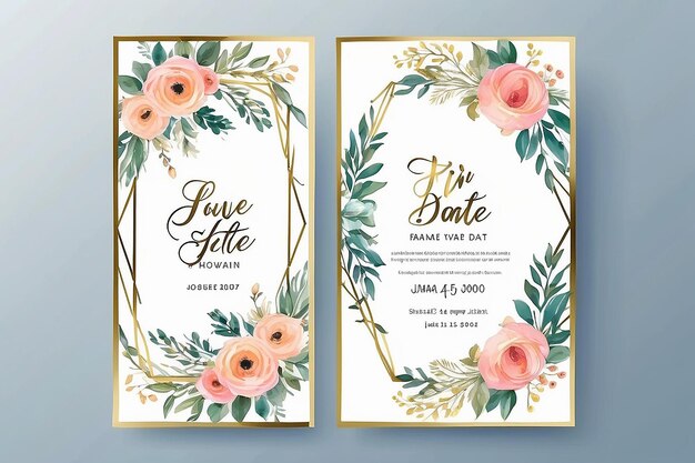 Photo cadre floral pour la composition des cartes d'invitation de mariage