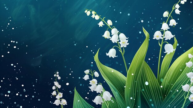 cadre floral de printemps et d'été pour les vacances décoration invitation de mariage carte de vœux illustration de fleurs de Lily Valley