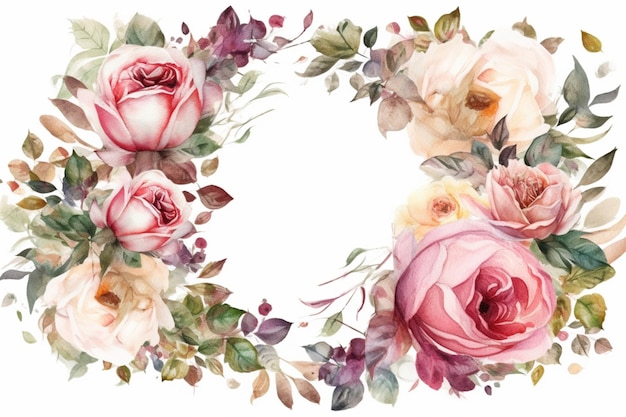 Un cadre floral avec des roses roses.